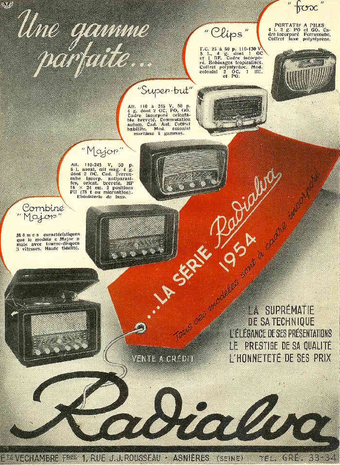 réclame radialva 1953 fox clips super-but major combiné_major