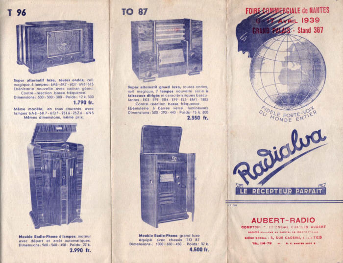 plaquette  pubilicitaire RADIALVA 1939